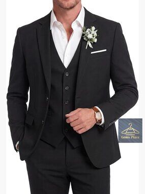 Men's 3 Piece Linen Suit Blazer Vest Pants Set Slim Fit Casual Wedding Prom